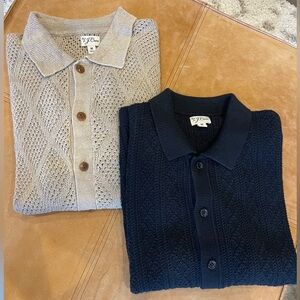 J CREW KNIT BUTTON DOWN BUNDLE — BLACK & TAN